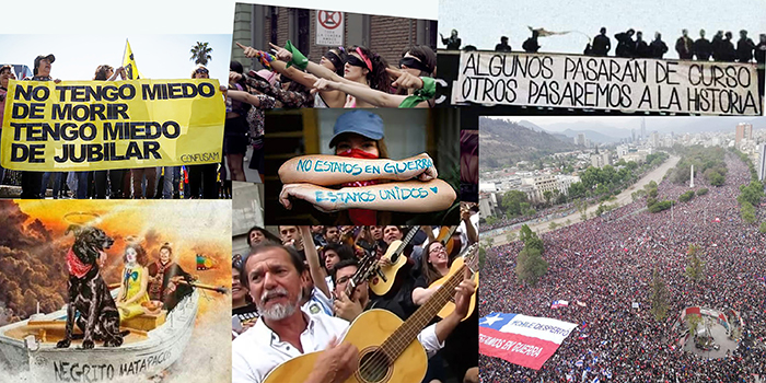 Collage de imágenes que muestran la movilización social