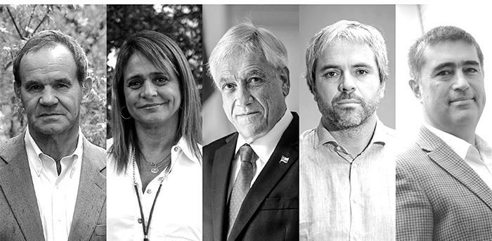 Fotografía de cinco líderes de partidos de derecha 